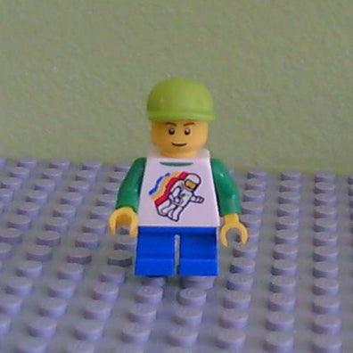 LEGO Minifigure-Classic Space Minifig Floating Pattern, Blue Short Legs, Lime Short Bill Cap-Town / City-TWN131-Creative Brick Builders